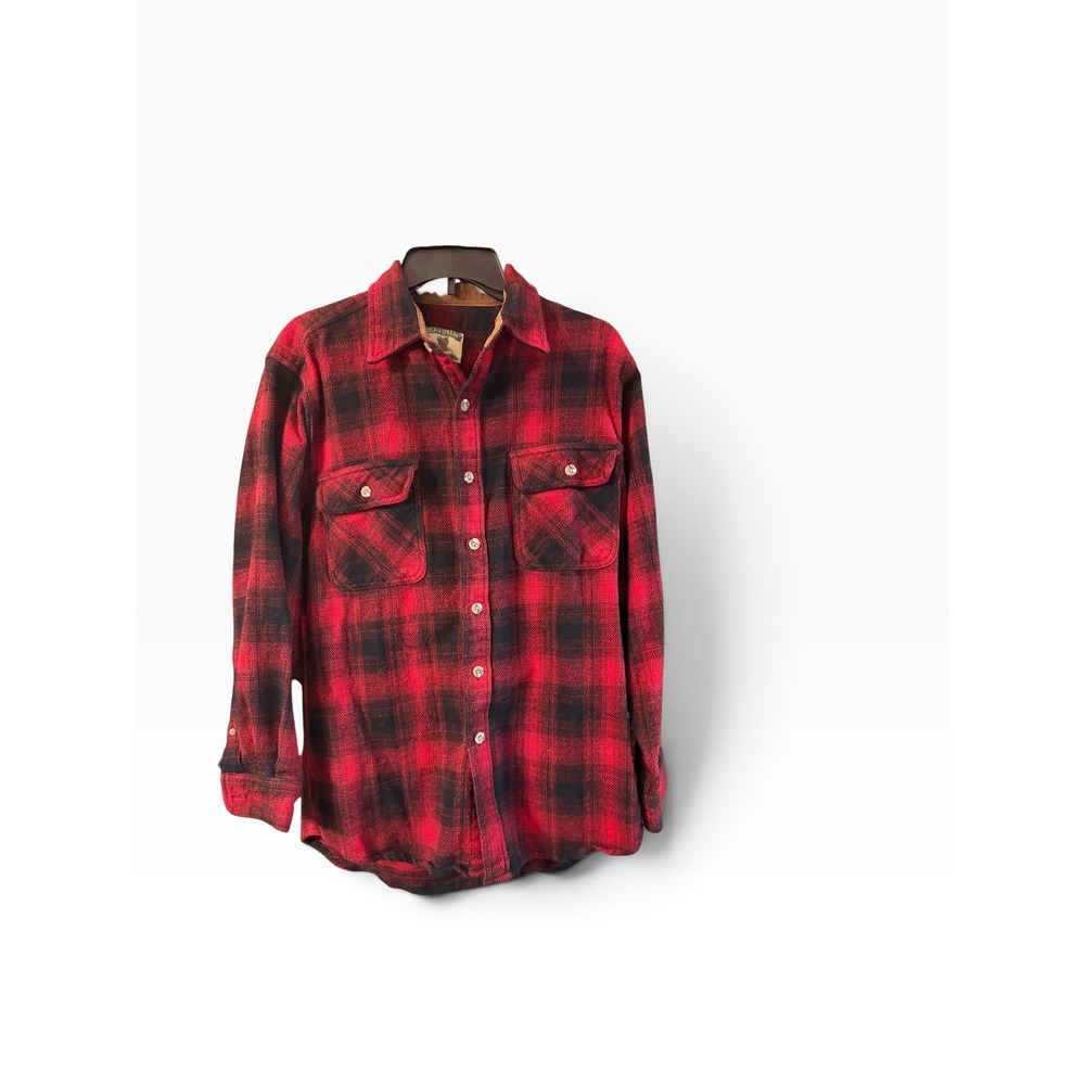 Field & Stream Mens Red Black Buffalo Plaid Cotton Flannel Button Down Shirt M